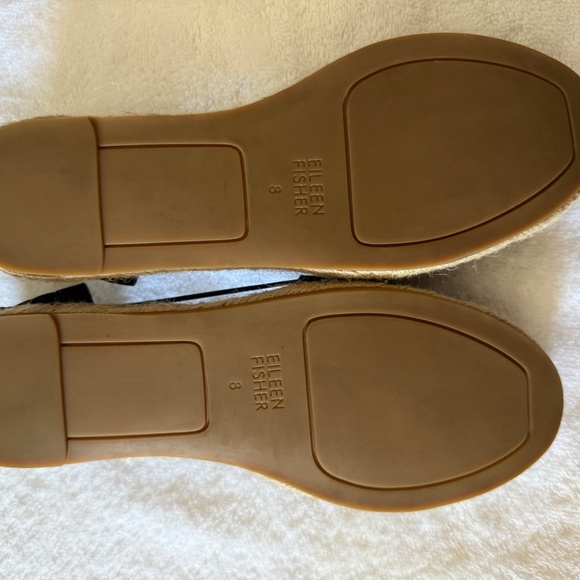 Eileen Fisher espadrille nubuck leather sandals, black, size 8 - Picture 5 of 13